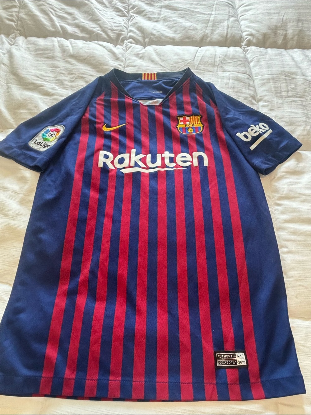 FC Barcelona 2018 Nike Home Soccer Jersey La Liga Patch Size Youth L